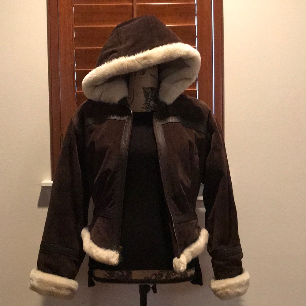 Leather suede bomber jacket